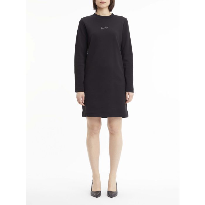 calvin-klein-naisten-mekko-micro-logo-c-neck-dress-ls-musta-1