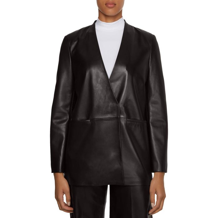 calvin-klein-women-naisten-nahkajakku-leather-v-neck-blazer-musta-1