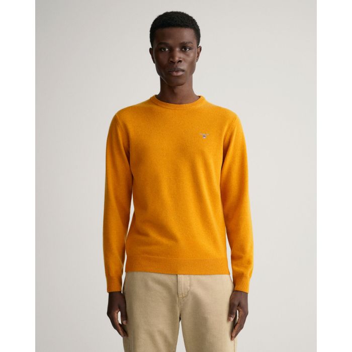 gant-miesten-neule-superfine-lambwool-crew-sinapinkeltainen-1