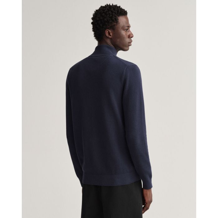 gant-miesten-neuletakki-cotton-pikee-zip-cardigan-tummansininen-2