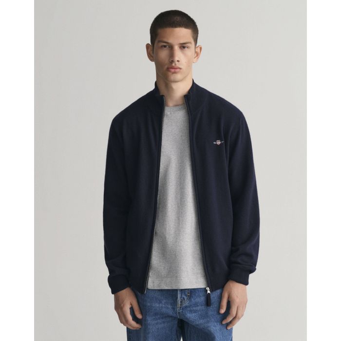 gant-miesten-neuletakki-superfine-lambswool-zip-cardigan-tummansininen-1