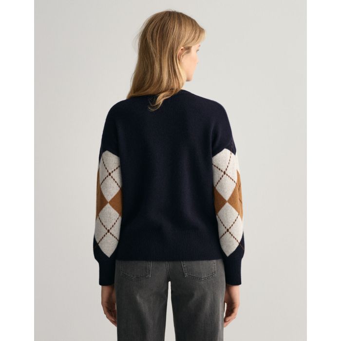 gant-naisten-neulepusero-argyle-c-neck-sininen-kuosi-2