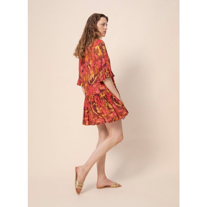 halo-naisten-lyhyt-pellavamekko-reidar-linen-mini-frill-dress-punainen-kuosi-2