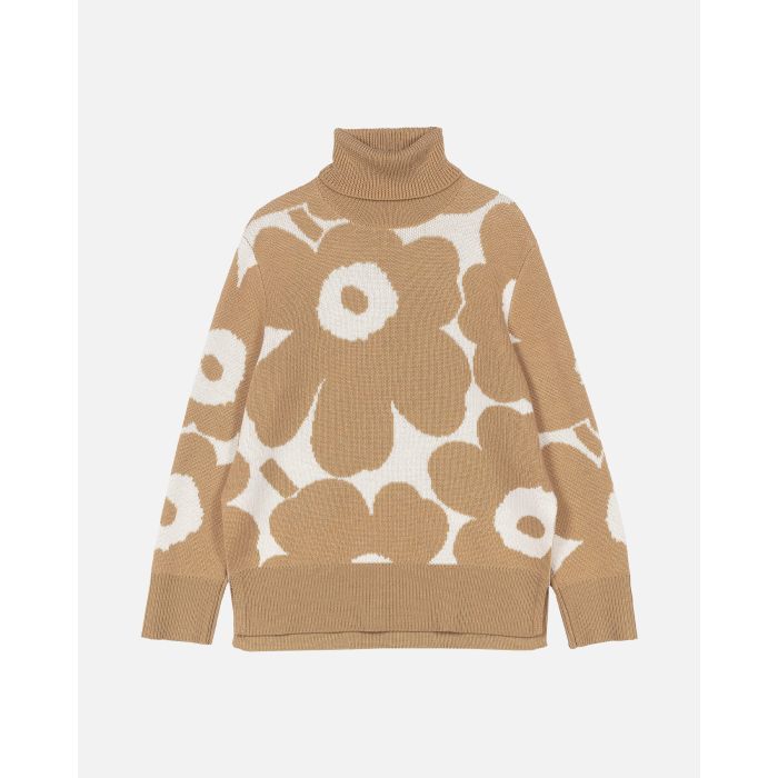 marimekko-naisten-neulepusero-opaakki-unikko-beige-kuosi-4