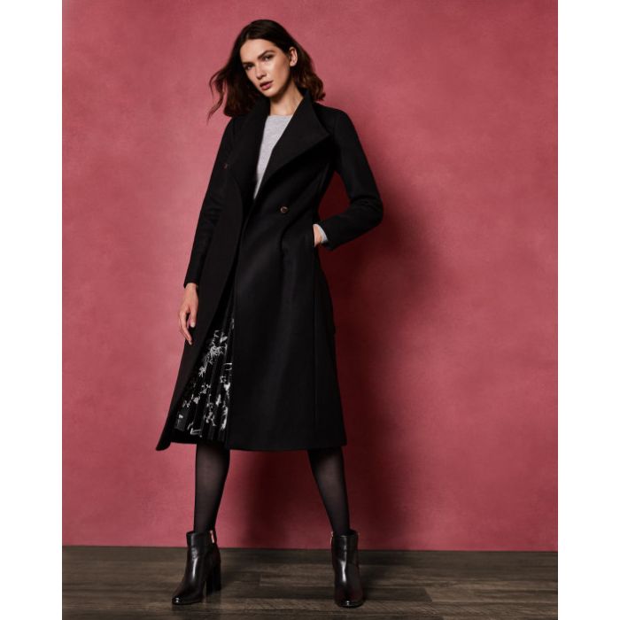Ted Baker naisten villakangastakki Sandral Midi Musta Kek le