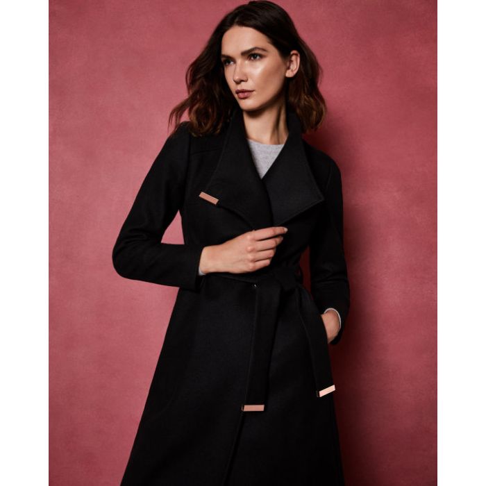 Ted Baker naisten villakangastakki Sandral Midi Musta Kek le