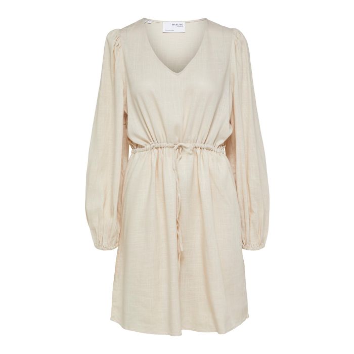 selected-femme-mekko-slfviva-ls-short-linen-dress-vaalea-beige-1