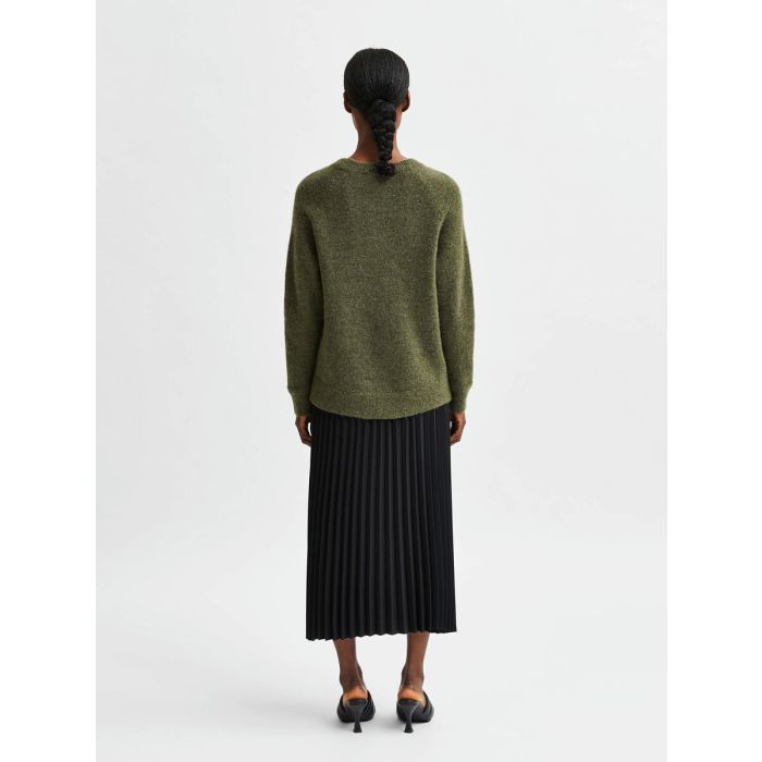 selected-femme-naisten-neule-slflulu-ls-knit-o-neck-noos-armeijanvihrea-2