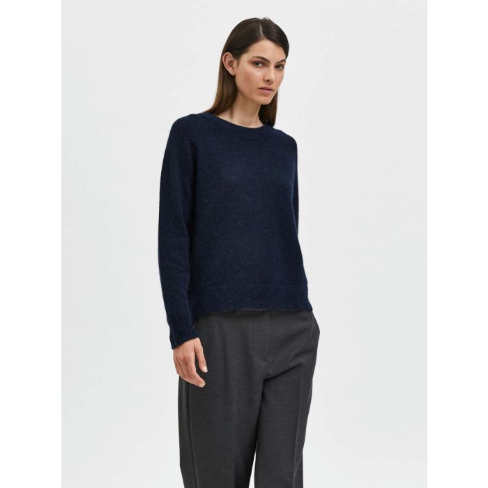 selected-femme-naisten-neule-slflulu-ls-knit-o-neck-noos-tummansininen-1