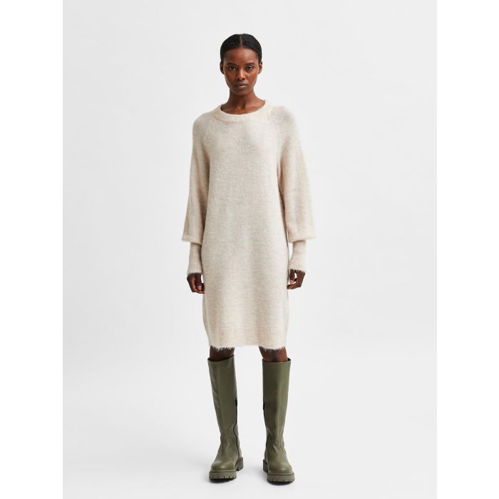 selected-femme-naisten-neulemekko-slflulu-ls-knit-dress-o-neck-luonnonvalkoinen-1