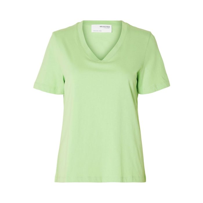 selected-femme-naisten-t-paita-slfessential-ss-v-neck-tee-noos-vihrea-1