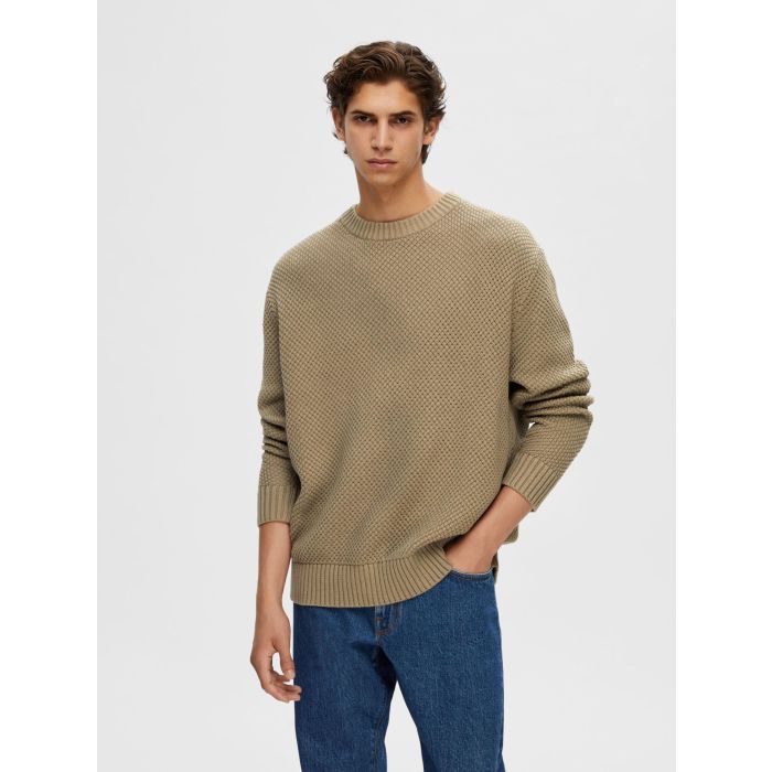 selected-miesten-neulepaita-bert-relaxed-knit-stu-crew-armeijanvihrea-1