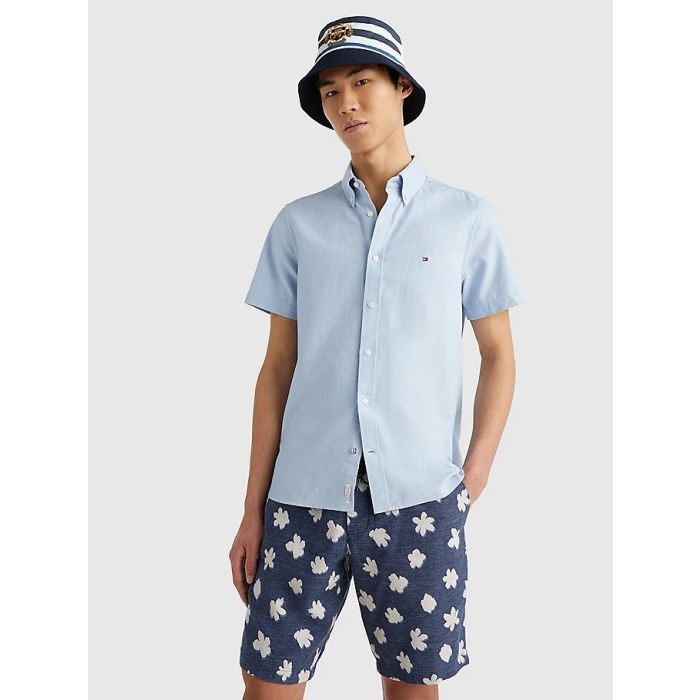 tommy-hilfiger-kauluspaita-k-cotton-linen-dobby-vaaleansininen-1