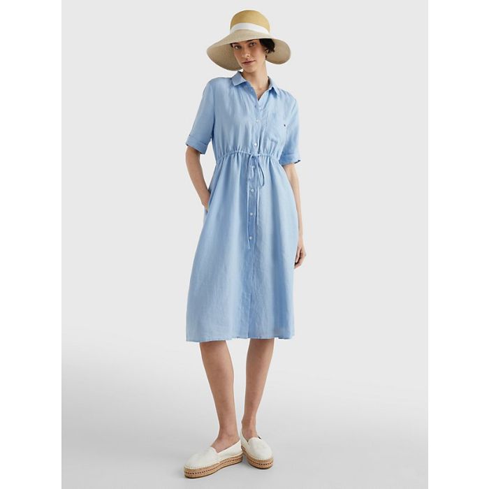 tommy-hilfiger-mekko-linen-midi-dress-vaaleansininen-1