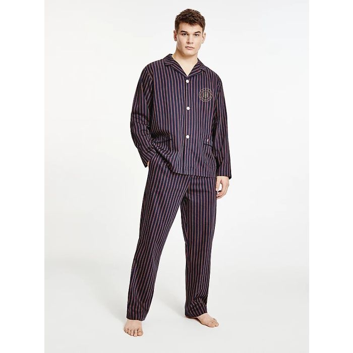 tommy-hilfiger-miesten-pyjamapaita-pj-shirt-woven-raidallinen-punainen-2
