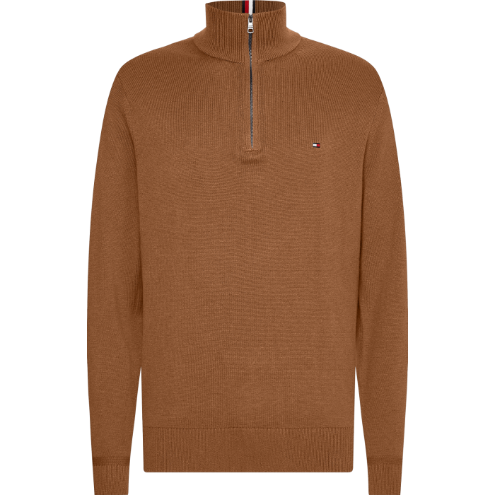 tommy-hilfiger-neule-pima-org-ctn-cashmere-zip-mock-keskiruskea-1