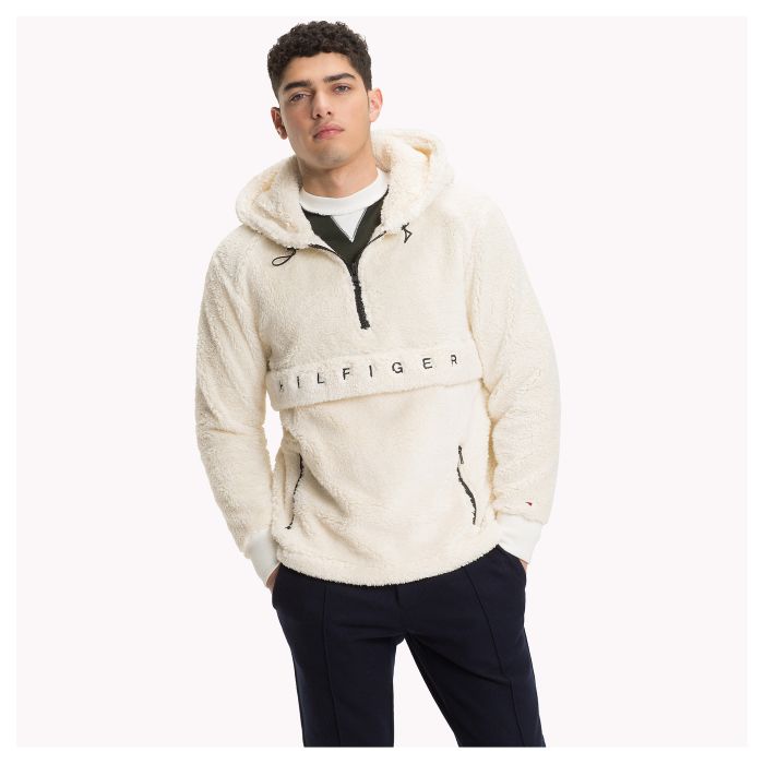 Tommy hilfiger oversized teddy sales half zip hoodie