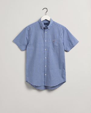 Gant Miesten Kauluspaita, Broadcloth Gingham Sininen Ruutu
