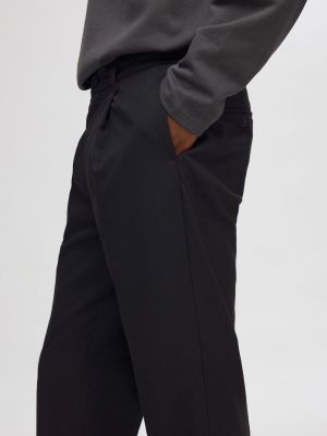Selected miesten housut, REG TAPRED LEROY PLEAT Musta