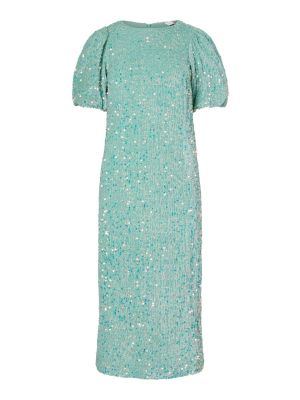 Y.A.S Naisten Midimekko, YASMAJA SEQUIN 2/4 MIDI DRESS Vaaleanvihreä