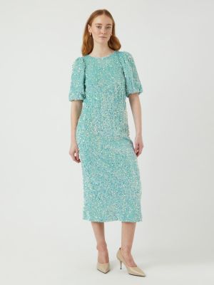 Y.A.S Naisten Midimekko, YASMAJA SEQUIN 2/4 MIDI DRESS Vaaleanvihreä