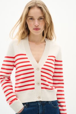 Inwear naisten neuletakki, WALLISIW CARDIGAN Red Stripe