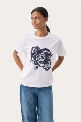 Part Two naisten t-paita, NAHIDPW TS Bright White Rose Print