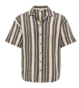 Only and Sons miesten lyhythihainen paita, DANI CROCHET SS SHIRT Raidallinen Musta