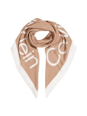 Calvin Klein Accessories Naisten Huivi, K-CONTRAST LOGO JACQUARD SCARF Vaalea Beige