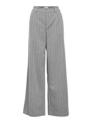 Object naisten housut, OBJLISA WIDE PANT AOP Medium Grey Melange