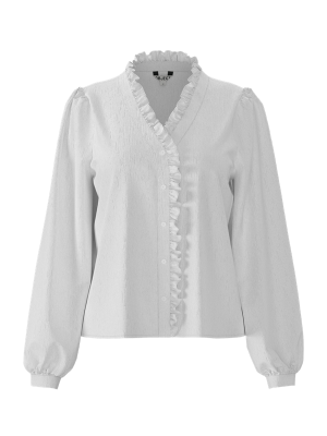 Object naisten paita, OBJGEMMA DEA L/S RE SHIRT E DIV Bright White