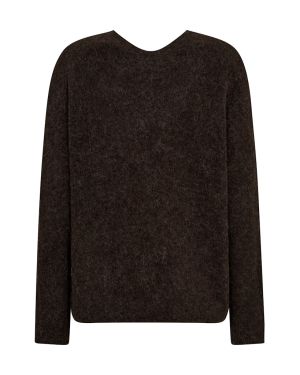 Mos Mosh neule, THORA V-NECK KNIT Tummanruskea