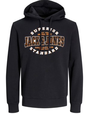 Jack and Jones Miesten Huppari, JJELOGO SWEAT HOODIE NOOS Black