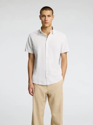 Selected Miesten Kauluspaita NEW LINEN SHIRT Valkoinen