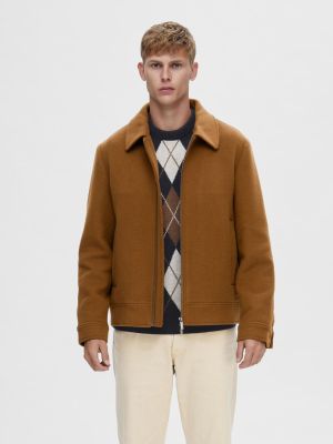 Selected Miesten Villakangastakki, FILIP WOOL JACKET Kameli