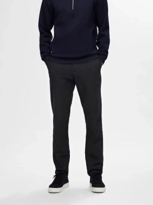 Selected housut, MILES BRUSHED PANTS Tummanharmaa