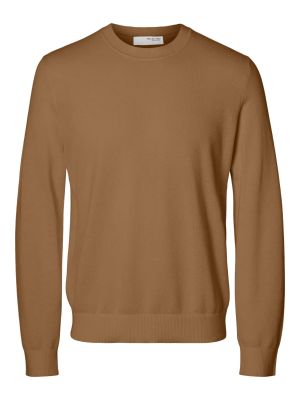 Selected miesten neule, MORA LS KNIT STRUCTURE CREW NECK Keskiruskea