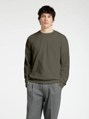 Selected miesten neule, MORA LS KNIT STRUCTURE CREW NECK Vihreä