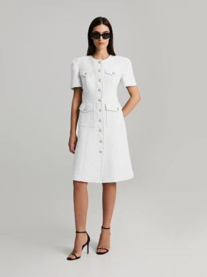 Andiata naisten Bouclé-mekko, ELINOR DRESS Valkoinen