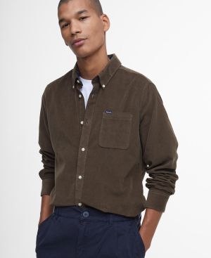 Barbour miesten kauluspaita, Barbour Ramsey Tailored Cord Shirt Konjakinruskea