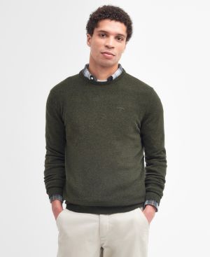 Barbour miesten neulepusero, Barbour Essential Lambwool Crew Khaki