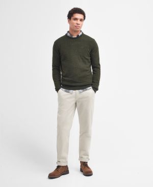 Barbour miesten neulepusero, Barbour Essential Lambwool Crew Khaki