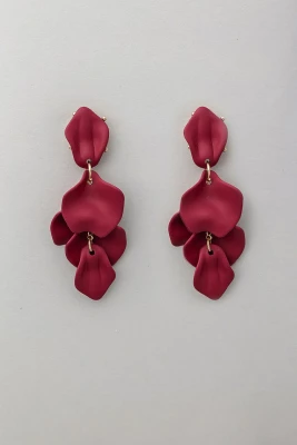 Bow 19 korvakorut, LEAF EARRINGS Viininpunainen