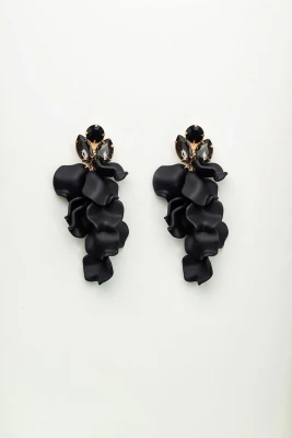 Bow 19 korvakorut, LEAF STONE EARRINGS Musta