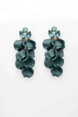 Bow 19 korvakorut, STONE DROP EARRINGS Tummanvihreä