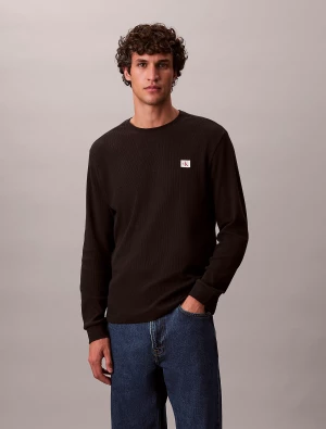 Calvin Klein Jeans miesten college, LS WAFFLE LS TEE Musta