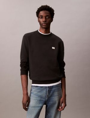Calvin Klein Jeans miesten collegepaita, LS EU 350TERRY BADGE CN SWEATSHIRT Musta