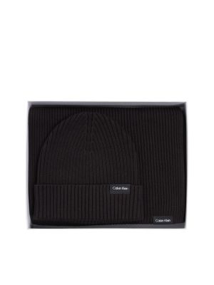 Calvin Klein Jeans Miesten Kaulaliina & Pipo, GS CLASSIC COTTON SCARF AND BEANIE Musta