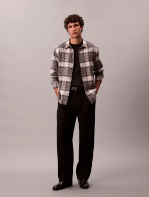 Calvin Klein Jeans miesten kauluspaita, LS BRUSHED PLAID EASY SHIRT Harmaa Ruutu