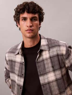 Calvin Klein Jeans miesten kauluspaita, LS BRUSHED PLAID EASY SHIRT Harmaa Ruutu
